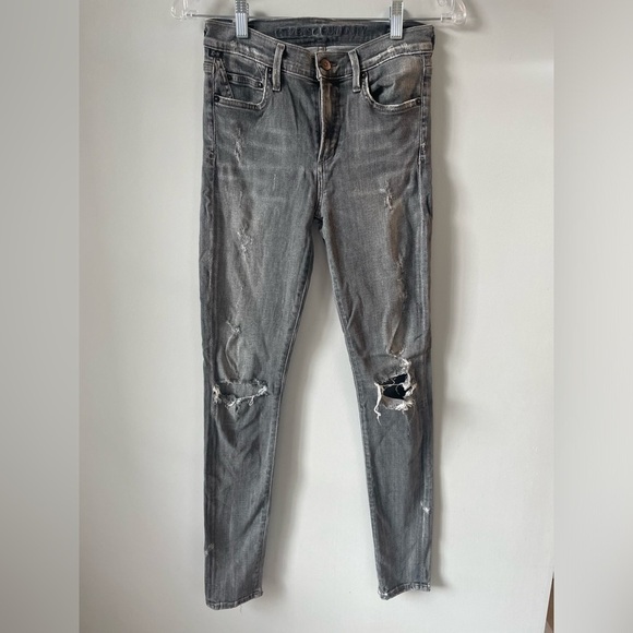 Citizens of Humanity, 26, Rocket High Rise Skinny, gray denim jeans distressed - Picture 1 of 3